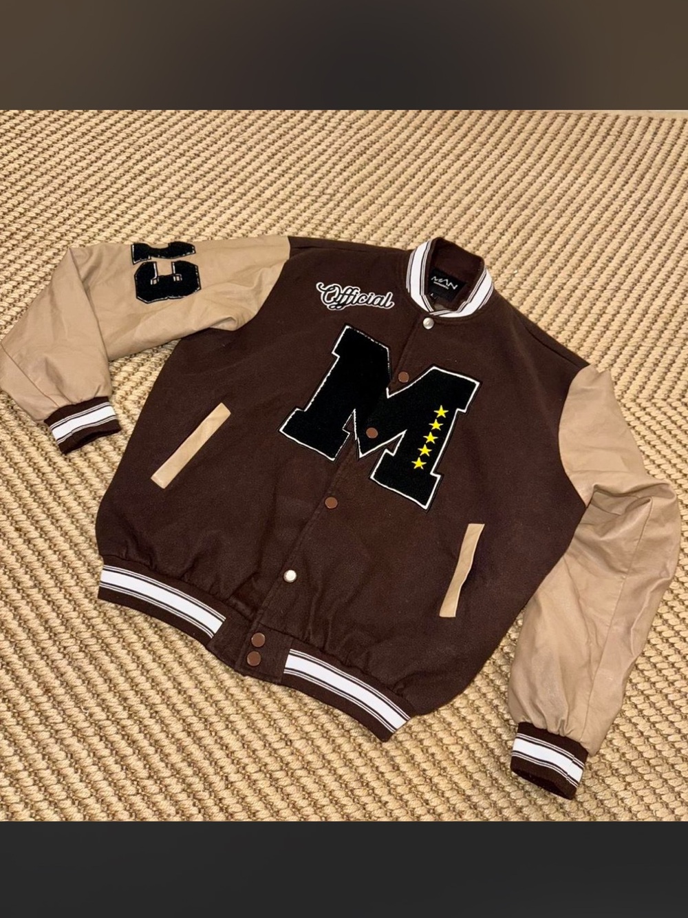 Brown and Tan Varsity Letterman Jacket